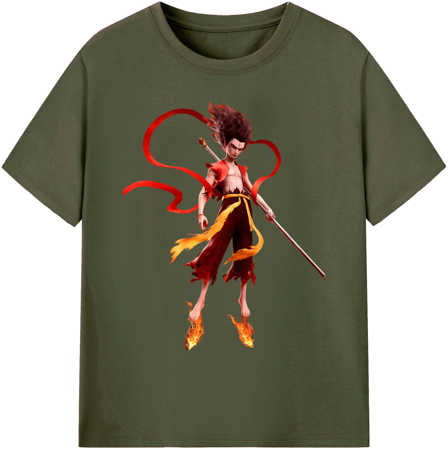 （画像用） Ne Zha 2 ナタ 魔童の大暴れ 綿100％ メンズ半袖Tシャツ｜肌触りやわらか＆通気性
